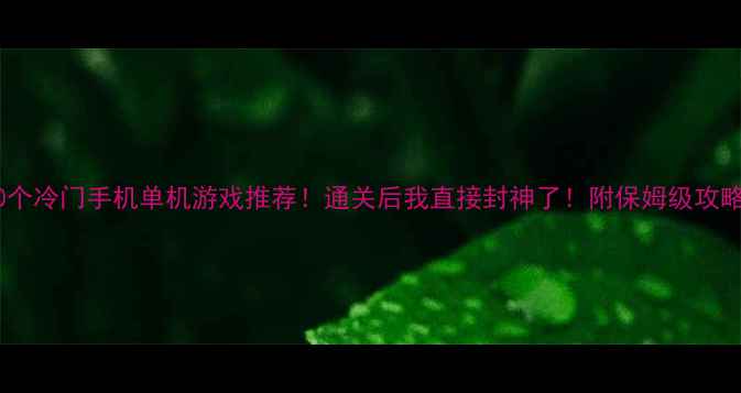 图片 10个冷门手机单机游戏推荐！通关后我直接封神了！附保姆级攻略1