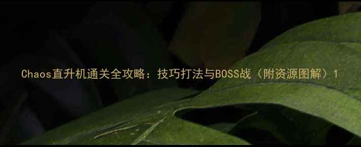 图片 Chaos直升机通关全攻略：技巧打法与BOSS战（附资源图解）1