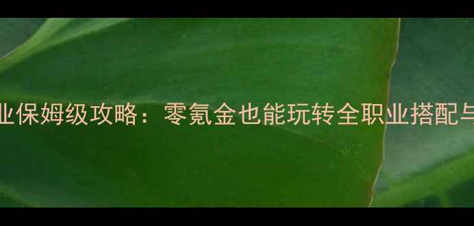 图片 DNF平民单机职业保姆级攻略：零氪金也能玩转全职业搭配与装备升级指南2