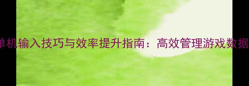 图片 Excel单机输入技巧与效率提升指南：高效管理游戏数据全攻略