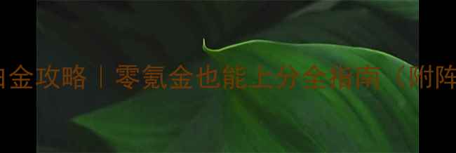 图片 MHWI平民玩家白金攻略｜零氪金也能上分全指南（附阵容+资源规划）