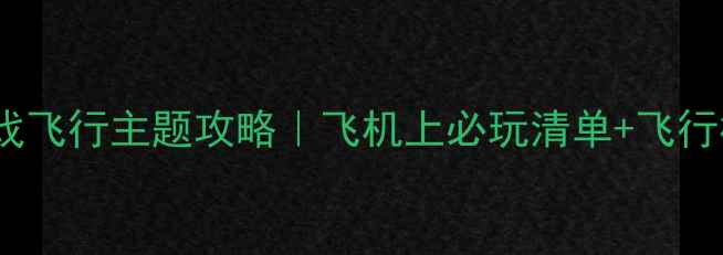 图片 ✈️电脑单机游戏飞行主题攻略｜飞机上必玩清单+飞行模拟器设置技巧2