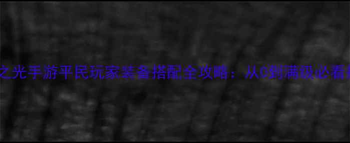 图片 ✨最新火炬之光手游平民玩家装备搭配全攻略：从0到满级必看指南！⚔️2