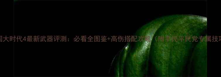 图片 三国大时代4最新武器评测：必看全图鉴+高伤搭配攻略（附平民平民党专属技巧）