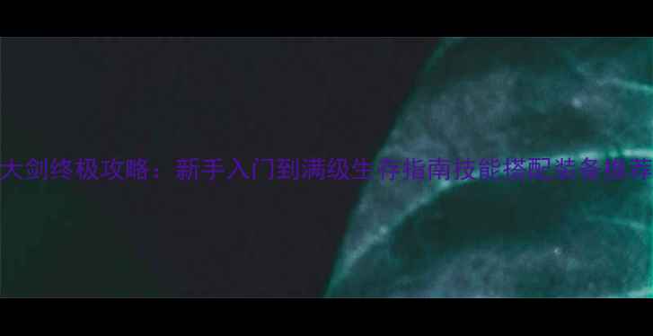 图片 世界OL侠客大剑终极攻略：新手入门到满级生存指南技能搭配装备推荐副本打法全