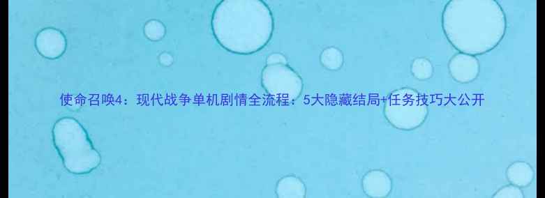 图片 使命召唤4：现代战争单机剧情全流程：5大隐藏结局+任务技巧大公开
