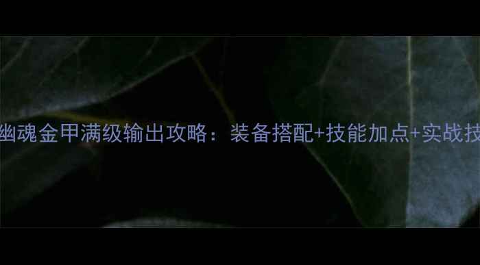 图片 倩女幽魂金甲满级输出攻略：装备搭配+技能加点+实战技巧全