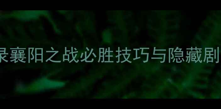 图片 全攻略江湖风云录襄阳之战必胜技巧与隐藏剧情（附资源图）1