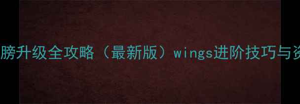 图片 全民奇迹：翅膀升级全攻略（最新版）wings进阶技巧与资源规划指南2