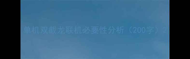 图片 单机双截龙联机必要性分析（200字）2