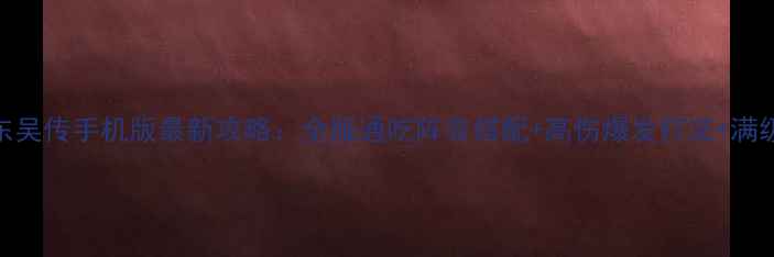 图片 圣三国东吴传手机版最新攻略：全服通吃阵容搭配+高伤爆发打法+满级Build1