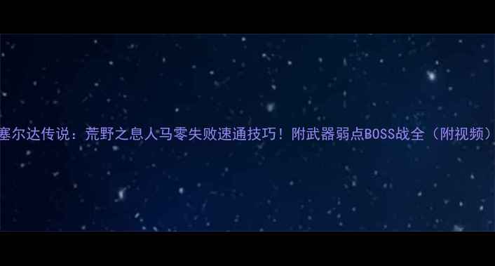 图片 塞尔达传说：荒野之息人马零失败速通技巧！附武器弱点BOSS战全（附视频）