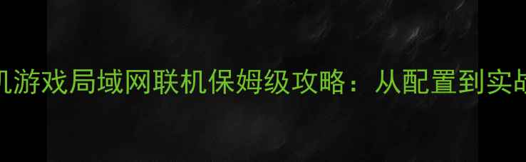 图片 大型单机游戏局域网联机保姆级攻略：从配置到实战技巧全