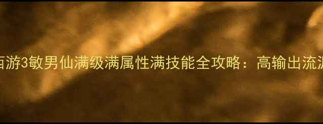 图片 大话西游3敏男仙满级满属性满技能全攻略：高输出流派终极