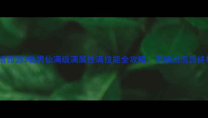 图片 大话西游3敏男仙满级满属性满技能全攻略：高输出流派终极2