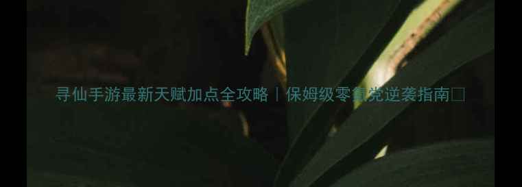 图片 寻仙手游最新天赋加点全攻略｜保姆级零氪党逆袭指南✨