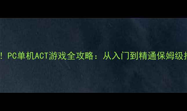 图片 必看！PC单机ACT游戏全攻略：从入门到精通保姆级指南2