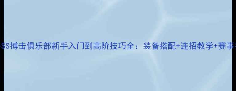 图片 最新全攻略SS搏击俱乐部新手入门到高阶技巧全：装备搭配+连招教学+赛事打法全公开