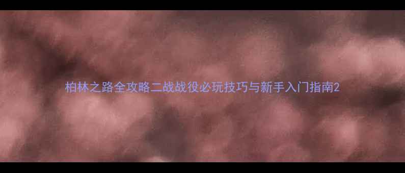 图片 柏林之路全攻略二战战役必玩技巧与新手入门指南2