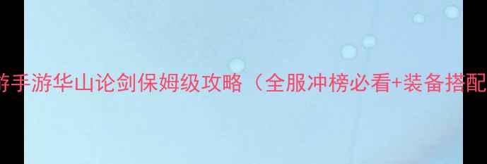 图片 梦幻西游手游华山论剑保姆级攻略（全服冲榜必看+装备搭配+战术）