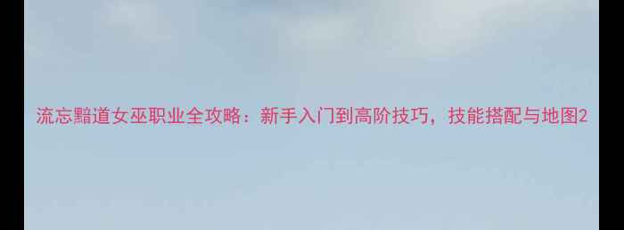 图片 流忘黯道女巫职业全攻略：新手入门到高阶技巧，技能搭配与地图2
