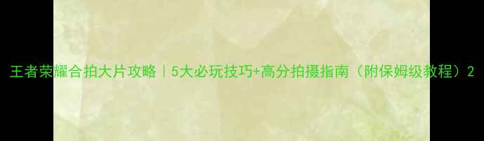 图片 王者荣耀合拍大片攻略｜5大必玩技巧+高分拍摄指南（附保姆级教程）2