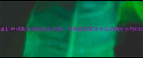 图片 节奏大师单机手机版保姆级通关攻略：零基础玩家30天从萌新到大师的进阶指南2