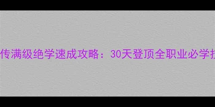 图片 英雄群侠传满级绝学速成攻略：30天登顶全职业必学技能搭配1