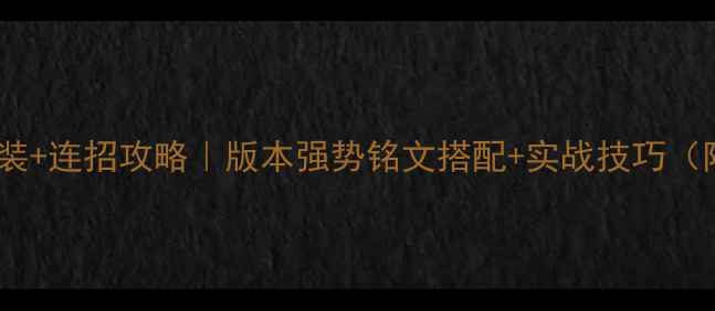 图片 荆轲满级出装+连招攻略｜版本强势铭文搭配+实战技巧（附出装图）2