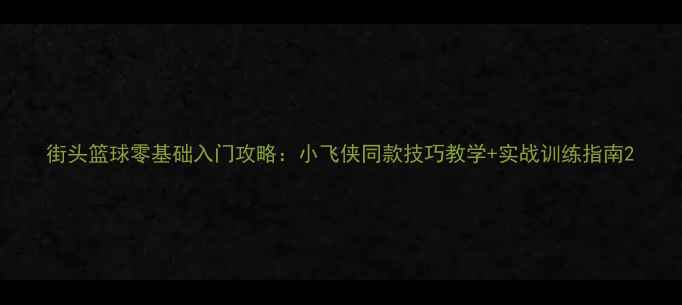 图片 街头篮球零基础入门攻略：小飞侠同款技巧教学+实战训练指南2