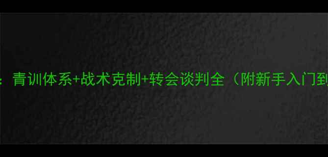 图片 足球经理终极攻略：青训体系+战术克制+转会谈判全（附新手入门到高手的完整路径）