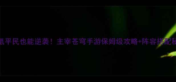 图片 零氪平民也能逆袭！主宰苍穹手游保姆级攻略+阵容搭配秘籍