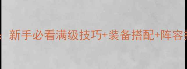 图片 雷电之王勇士进阶全攻略：新手必看满级技巧+装备搭配+阵容推荐（附最新版本更新）1