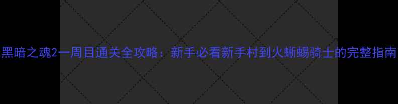 图片 黑暗之魂2一周目通关全攻略：新手必看新手村到火蜥蜴骑士的完整指南