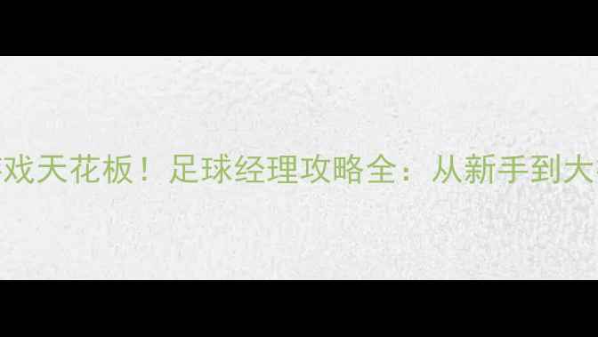 图片 🌟足球单机游戏天花板！足球经理攻略全：从新手到大神必备技巧🌟