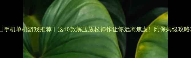 图片 🎮手机单机游戏推荐｜这10款解压放松神作让你远离焦虑！附保姆级攻略2
