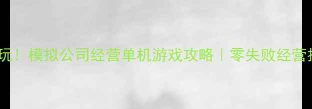 图片 💡必玩！模拟公司经营单机游戏攻略｜零失败经营指南1