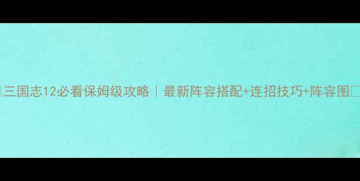 图片 📌三国志12必看保姆级攻略｜最新阵容搭配+连招技巧+阵容图📌1