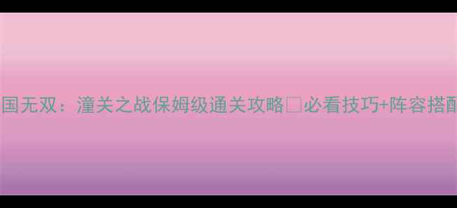 图片 📌三国无双：潼关之战保姆级通关攻略✅必看技巧+阵容搭配💥2