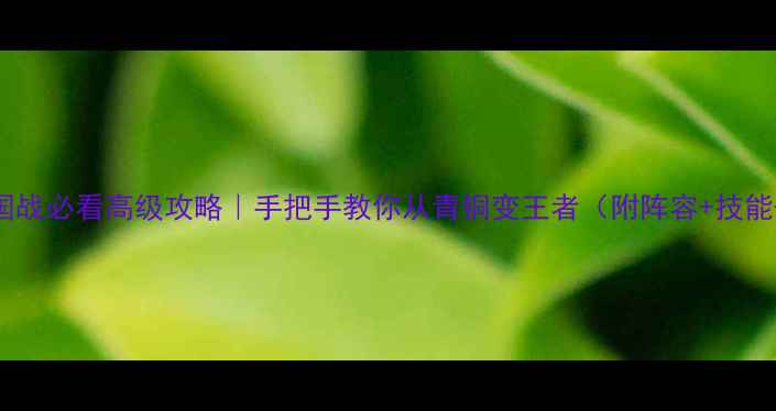 图片 🔥三国杀国战必看高级攻略｜手把手教你从青铜变王者（附阵容+技能+战术全）