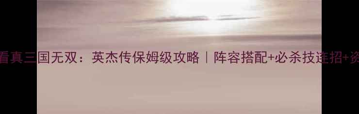 图片 🔥全平台必看真三国无双：英杰传保姆级攻略｜阵容搭配+必杀技连招+资源全收集🎮