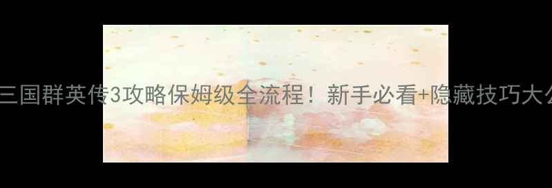 图片 🔥单机三国群英传3攻略保姆级全流程！新手必看+隐藏技巧大公开✨2